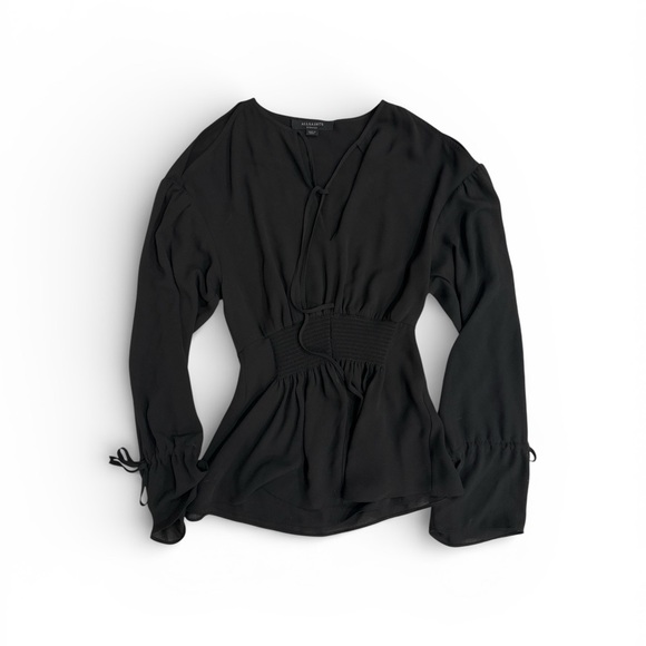All Saints Women’s Smocked waist top Black Size XS - Picture 5 of 12